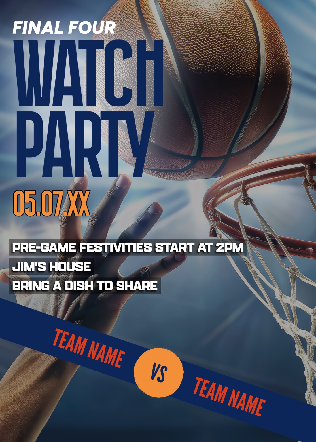 Final Four watch party basketball event flyer
