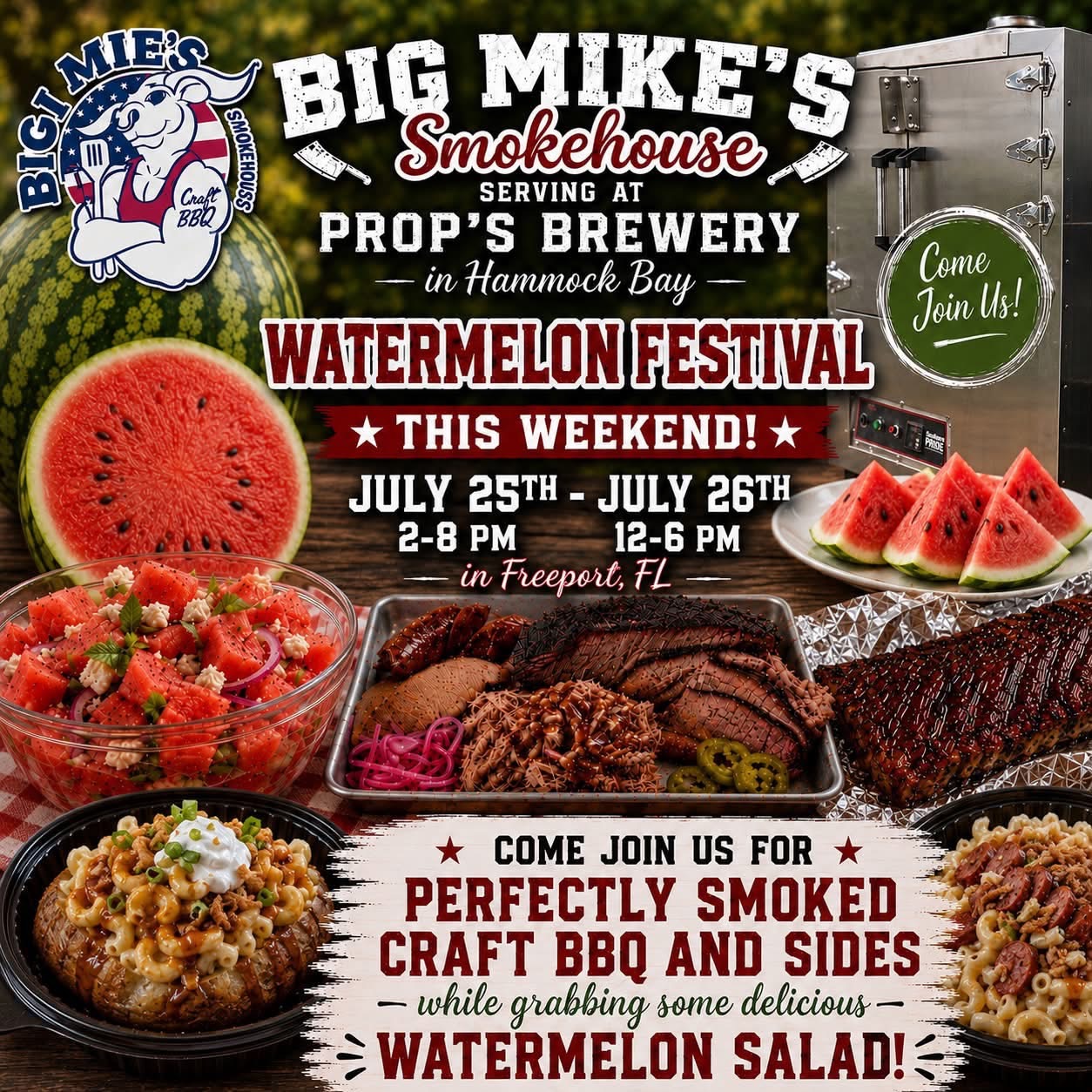 Big Mike's Smokehouse Watermelon Festival promotional flyer